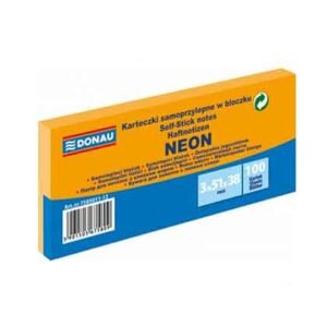 Donau Αυτοκόλλητα Χαρτάκια Neon Πορτοκαλί 5.1×3.8cm 100 Φύλλα 3τμχ.