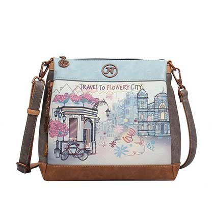 Τσάντα Χιαστί Μεσαία Janet Flowery City J-075A
