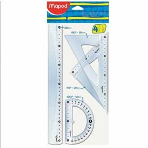 Maped Σετ 4 Γεωμετρικά Όργανα Πλαστικά Διάφανα Cristal