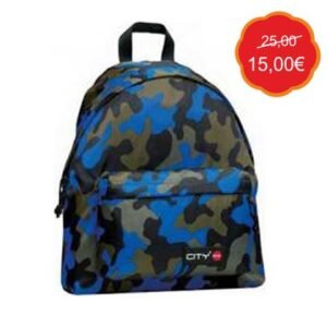 Lyc Sac Σχολική Τσάντα Πλάτης Γυμνασίου - Λυκείου Camo Blue