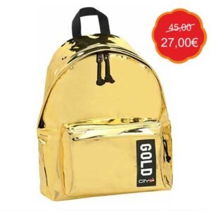 Lyc Sac Σχολική Τσάντα Πλάτης Γυμνασίου - Λυκείου Trendy Gold Mirror