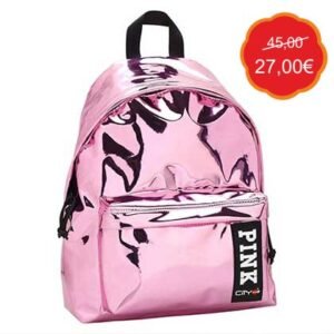 Lyc Sac Σχολική Τσάντα Πλάτης Γυμνασίου - Λυκείου Trendy Pink Mirror 24lt