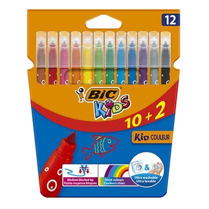 Bic Kids Μαρκαδόροι Χονδροί, Πλενόμενοι Σετ 12 Χρώματα