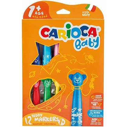Carioca Baby Teddy 1+ Μαρκαδόροι Σετ 12 Χρώματα