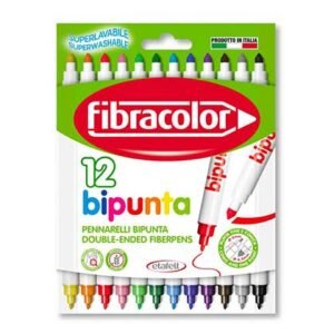 Fibracolor Μαρκαδόροι Πλενόμενοι με Διπλή Μύτη σε 12 Χρώματα