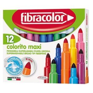 Fibracolor Colorito Maxi Μαρκαδόροι Πλενόμενοι Σετ 12 Χρώματα
