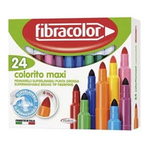 Fibracolor Colorito Maxi Μαρκαδόροι Χονδροί, Πλενόμενοι Σετ 24 Χρώματα
