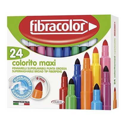 Fibracolor Colorito Maxi Μαρκαδόροι Χονδροί, Πλενόμενοι Σετ 24 Χρώματα
