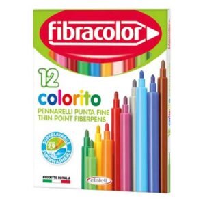 Fibracolor Colorito Μαρκαδόροι Λεπτοί, Πλενόμενοι Σετ 12 Χρώματα