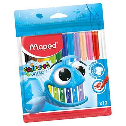Maped Color'Peps Ocean Μαρκαδόροι Λεπτοί, Πλενόμενοι Σετ 12 Χρώματα