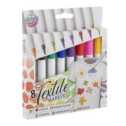 Moxy Textile Μαρκαδόροι Χονδροί για Ύφασμα Σετ 8 Χρώματα