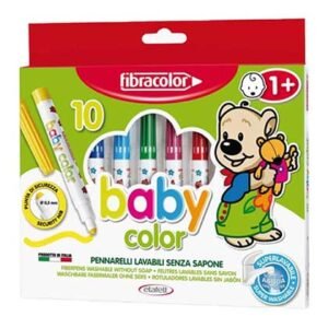 Fibracolor Baby Color 1+ Μαρκαδόροι Χονδροί, Πλενόμενοι Σετ 10 Χρώματα