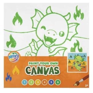 Moxy Καμβάς Δρακάκι Σετ με 6 Χρώματα & Πινέλο 19.5x19.5cm