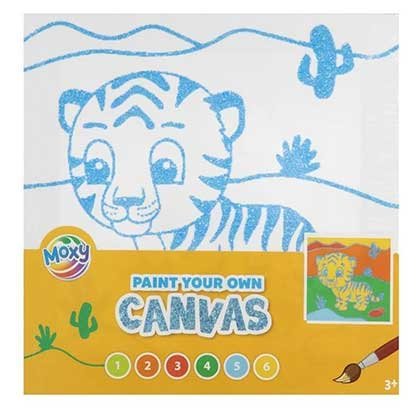 Moxy Καμβάς Τιγράκι Σετ με 6 Χρώματα & Πινέλο 19,5x19,5cm