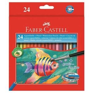 Faber-Castell Aquarell Ξυλομπογιές Ακουαρέλας + Πινέλο Σετ 24 Χρώματα