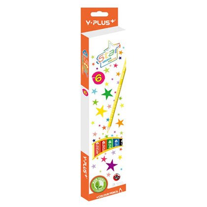 Y-Plus Star Ξυλομπογιές + Ξύστρα 6 Χρωμάτα