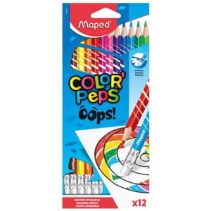 Maped Color'Peps Oops Ξυλομπογιές Με Γώμα Σετ 12 Χρώματα