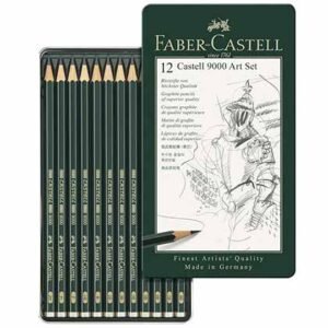 Faber Castell 9000 Μολύβια Σχεδίου Μεταλλική Κασετίνα 2H-8B Σετ 12τμχ