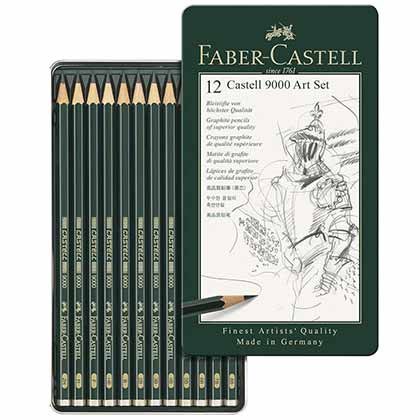 Faber Castell 9000 Μολύβια Σχεδίου Μεταλλική Κασετίνα 2H-8B Σετ 12τμχ