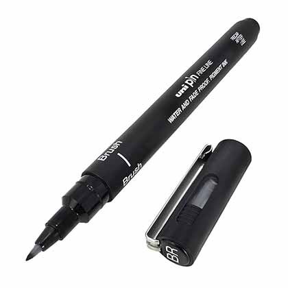 Uni Pin Fine Line – Brush Μαρκαδόρος Σχεδίου Μαύρος
